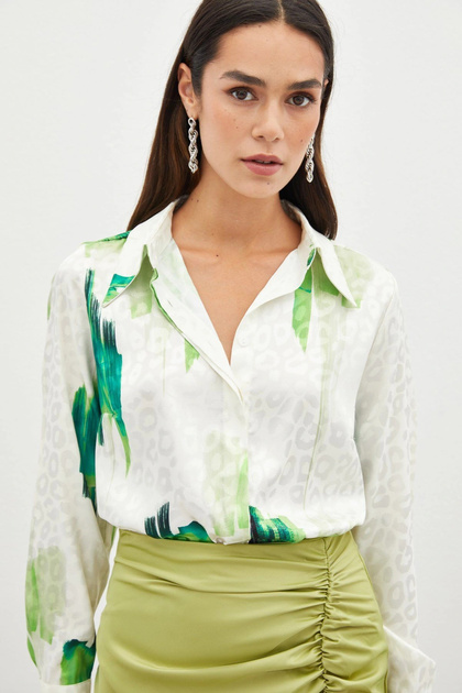 Patterned Loose Shirt - Green