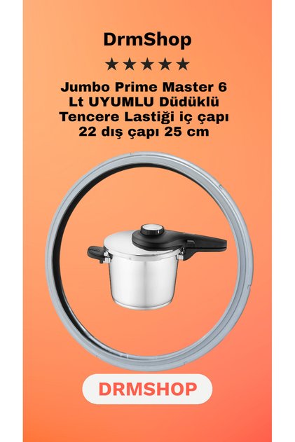 Jumbo Prime Master 6 Litre Uyumlu Düdüklü Tencere Lastiği İç 22 cm Dış 24 Cm