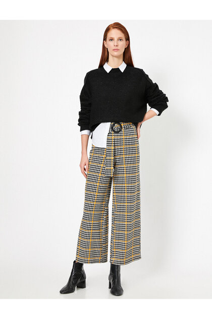 Women's Brown Belt Detailed Trousers 0YAK43480EK