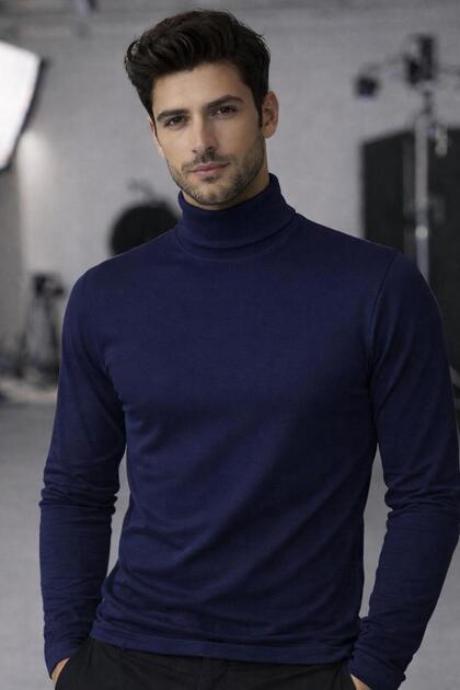 Tricotaj cu guler înalt bumbac moale Interlock Regular Fit Pulover Hanorac