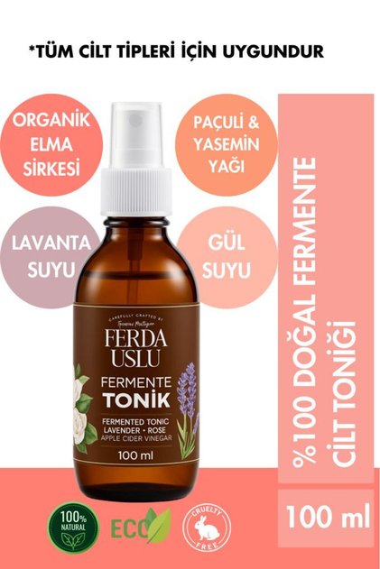 Fermente Tonik (Gül-Lavanta) - Elma Sirkeli Gözenek Sıkılaştırıcı, Canlandırıcı 100 ML