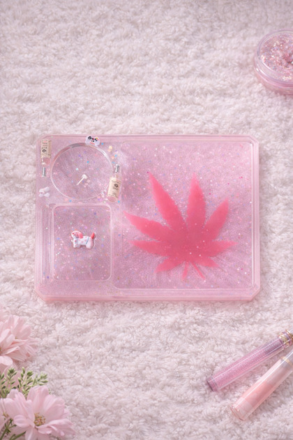 Mini Tepsi, Pembe, Yaprak Desenli Tepsi, Simli, Sarım Tepsisi, Bölümlü Organizer Tepsi