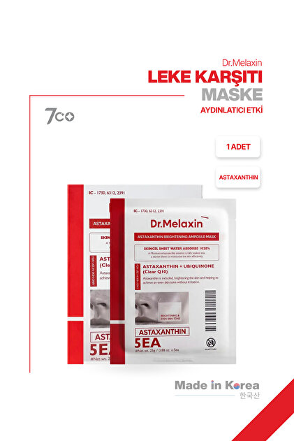 Leke Karşıtı & Aydınlatıcı Yüz Maskesi – Astaxanthin İçerikli 1 Adet