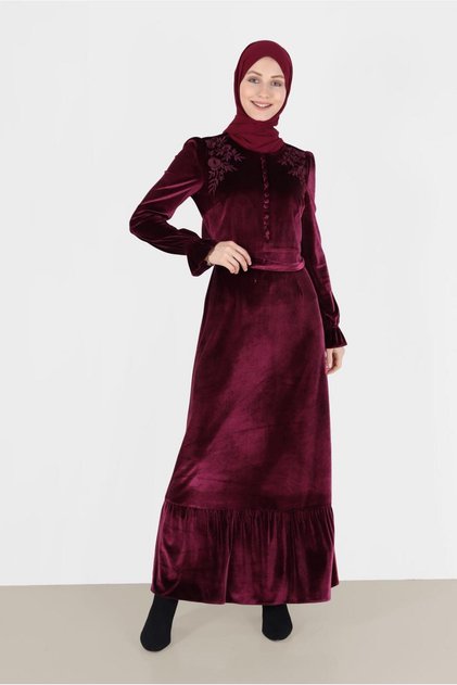 Embroidered Dress with Belt 40379