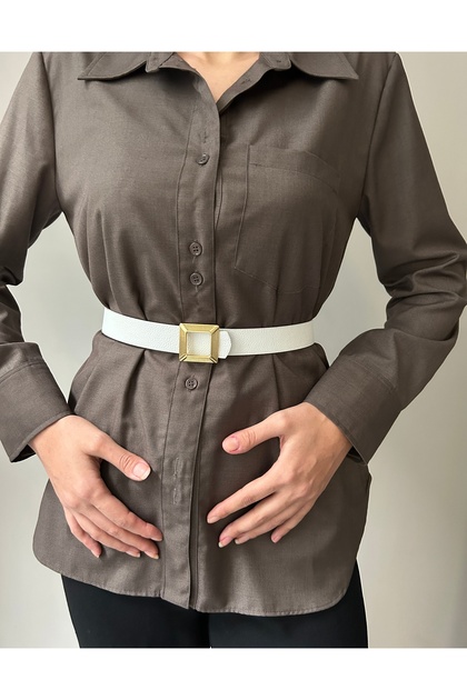 Patterned Square Gold Buckle Women's Belt Waist Belt Coat Belt Dress Belt Pants Belt