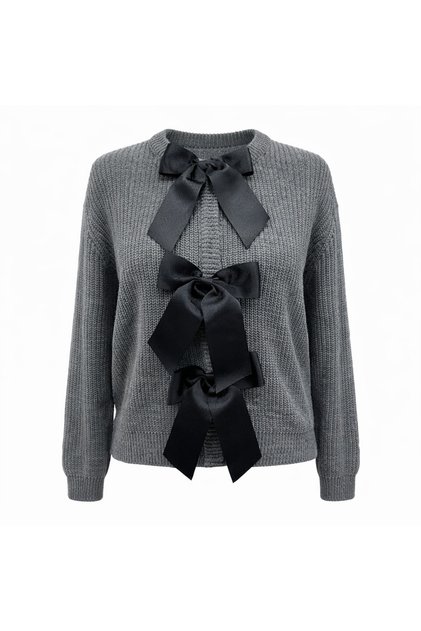 Thessaloniki Knitted Cardigan with Large Bow Detail