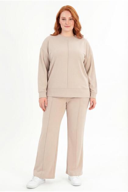 Women's Plus Size Premium Sho Fabric Spanish Leg Stylish Stone Tracksuit Set