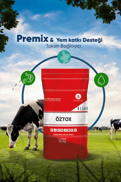 Öztox Yem Hijyeni Destekleyici Doğal Toksin Bağlayıcı Premiks Büyükbaş, Küçükbaş & Kanatlı 25 Kg