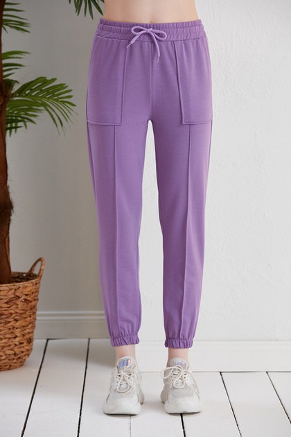 Sweatpants with Pockets, Front Stitching and Pocket Details piped