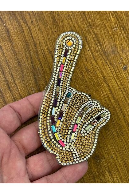 13x7 Cm Ütü İle Yapışan Taşlı Boncuklu Arma Dikiş Aksesuarı Beyaz