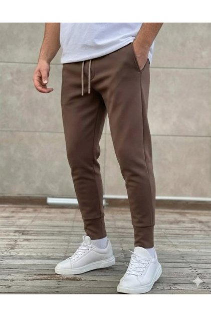 Men's Brown Color Scuba Fabric Slimfit Jogger Outdoor Sweatpants