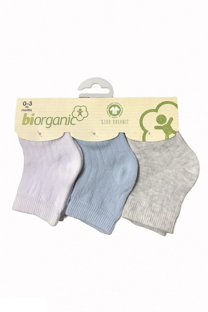Biorganik Desenli Basic 3'lü Çorap 68344 Beyaz-pembe-gri