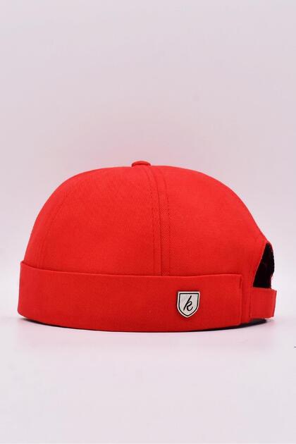 Külah Kırmızı Hiphop Docker Şapka %100 Pamuk Katlamalı Cap