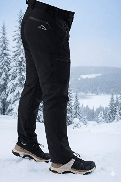 ウォーキング・ランニングウェア  Mountain Track Pants Size 090 SNOWMOUNT Erkek Siyah Rüzgar Geçirmez Su Itici Outdoor Kışlık