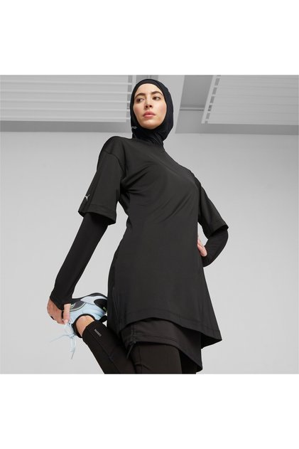 Womens Modest Oversized Training Tee - Black