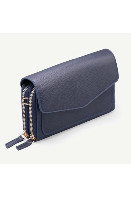 Uderra Women's Genuine Leather Navy Blue Floter Leather Wallet Shoulder Bag - S1Kz0332 Navy Blue Floter Leather C