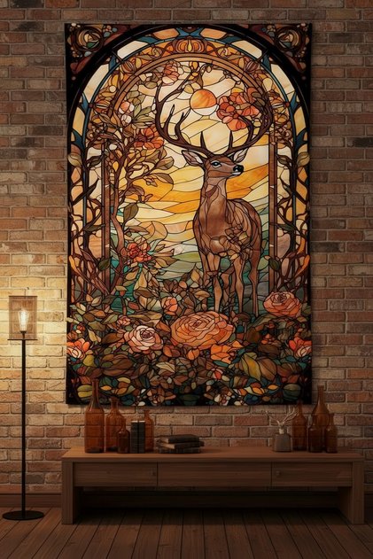 Renkli Geyik ve Orman Kumaş Duvar Örtüsü Ev Dekorasyon Duvar Halısı Tapestry