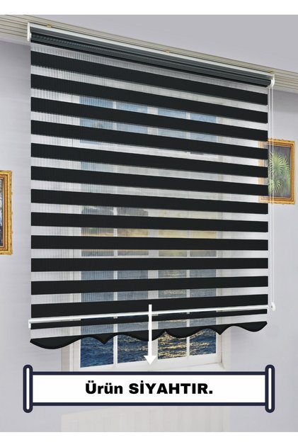 Zebra Stor Güneşlik Perde - TEK PERDE 2 FONKSİYON (TÜL+GÜNEŞLİK) - Alüminyum Aksam