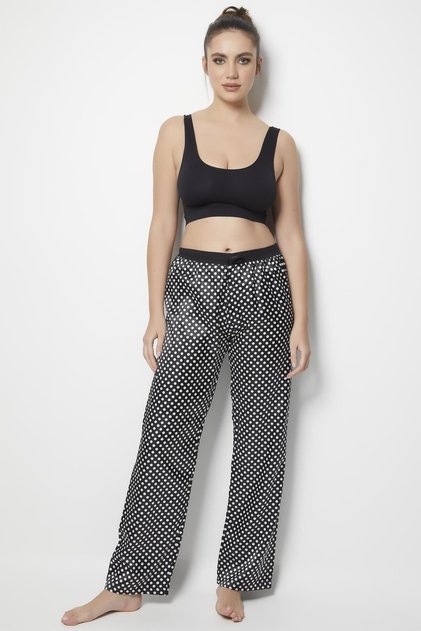 Polka Dot Satin Pajama Bottoms