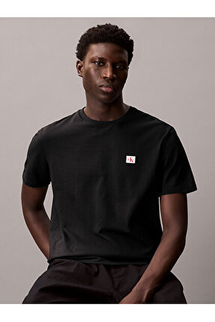 Calvin Klein Ss Waffle Woven Labe Erkek Bisiklet Yaka T-Shirt