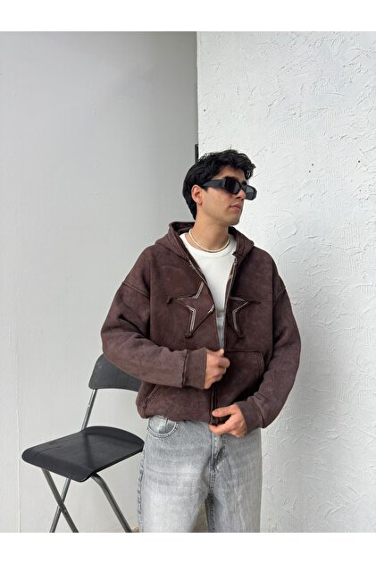Zincirwear Star Washed Brown Zip Hoodie - Fiyatı, Yorumları