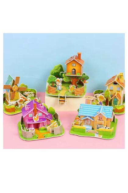 MAKET EV 3D yapboz zeka geliştirici eğitici yapboz seti (rastgele bir model gönderilir )