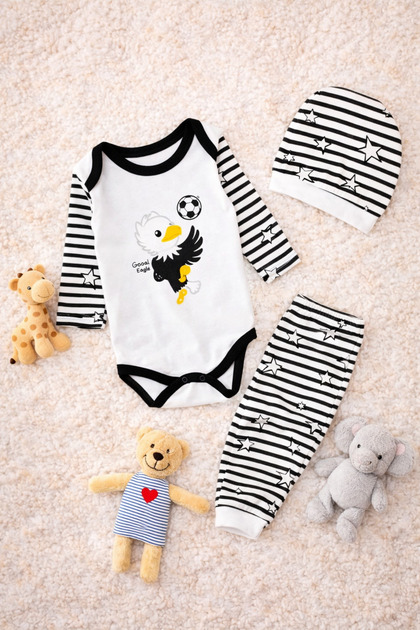 DaphKids Taraftar Bebek Zıbın Takımı Beşiktaş 3'lü Set - Siyah