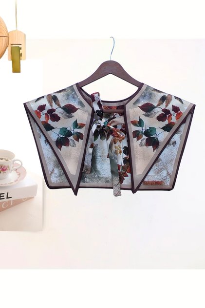 Leaf Patterned Earth Tone Luxury Shoulder Shawl | Autumn Whisper Handmade Premium Scarf Collar