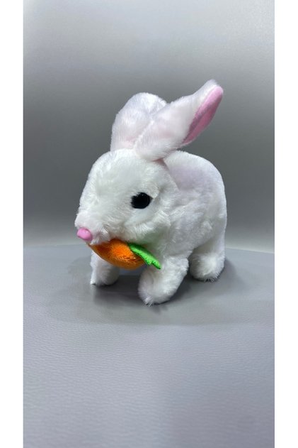 Pilli Zıplayan Işıklı sesli Tavşan Havuçlu Peluş Minik Tavşan
