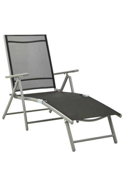 Folding Sun Lounger Textilene and Aluminium Black and Silver