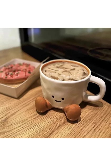 350ml Yellow Cartoon Couple Ceramic Mug Creative Coffee Milk Tea Water Cup Cute Children Breakfast C