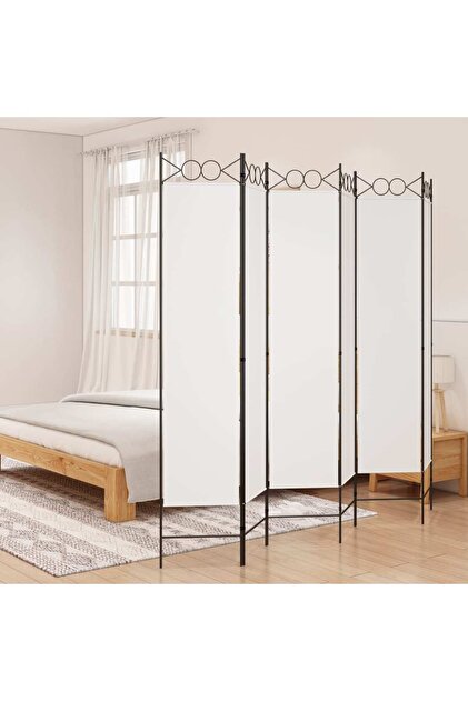 6-Panel Room Divider White 240x200 cm Fabric