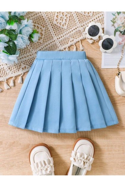 Girl's Elastic Waist Pleated Mini Flared Skirt (Size Chart Available.)