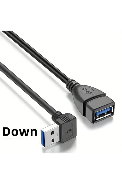 down 1pc USB 3.0 Right Angle Extension Cable High-Speed Data & Fast Charging 90° Adapter for PC/Lapt