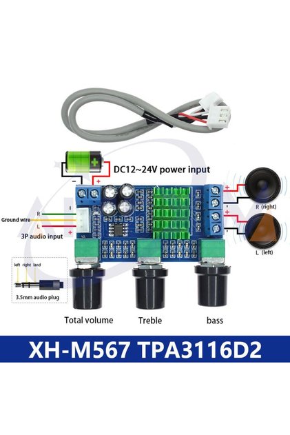 لوحة مكبر صوت رقمي ستيريو ثنائي القناة عالي الطاقة XH-M567 TPA3116D2 ...
