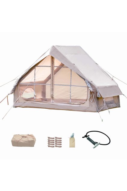 2-6 Person Outdoor Inflatable Tent with Hand Pump, Sandproof 4-Season Camping Equipment