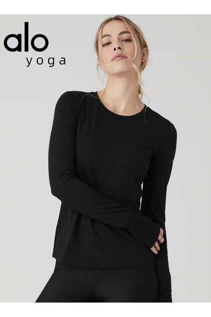 Alo Yoga Long Sleeve Slim Fit T-shirt, Naked Feel, Skin-friendly, Running  and Yoga Wear- Trendyol