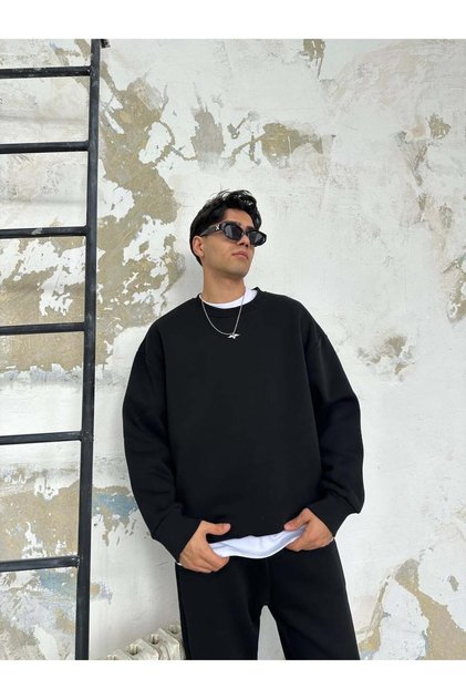 Siyah Oversize Basic Sweatshirt