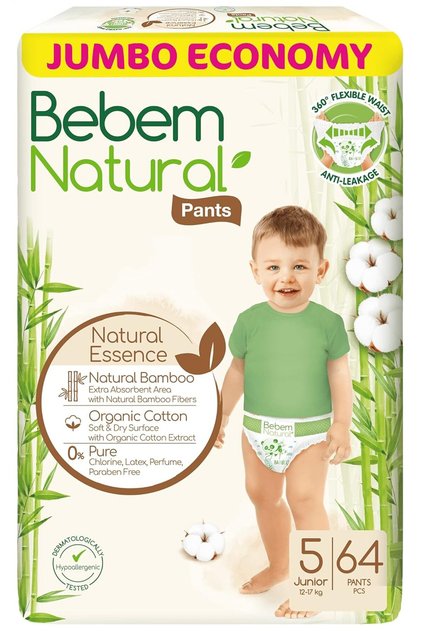 . Natural. Junior Baby Diapers Pants, Size 5-64 Pieces