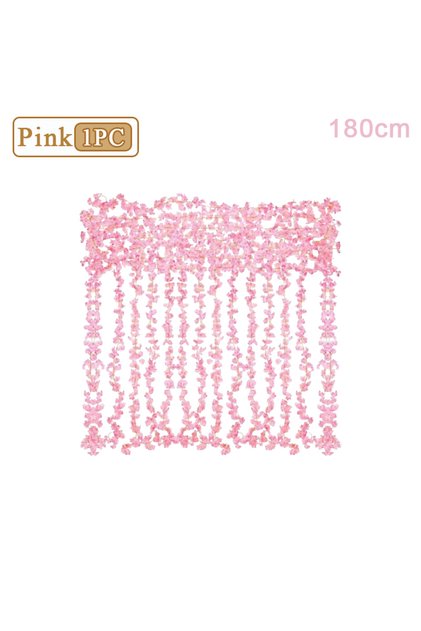 Pink-1PC 1-10PCS 180m Artificial Cherry Blossom Garland Fake Flower Vine Wall Decoration Wedding Par