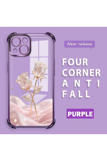 iPhone 13 Compatible Romantic Pink Rose Transparent Silicone Protective Case