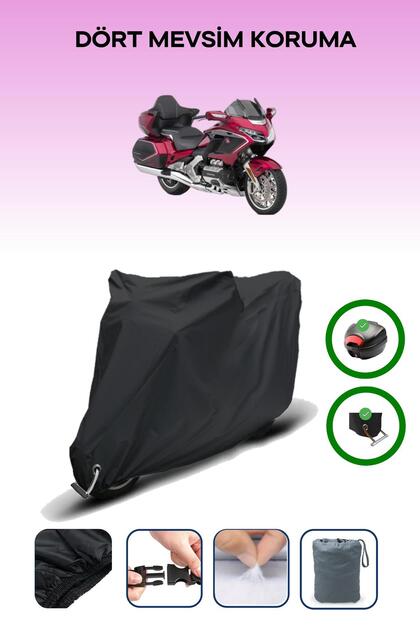 Black Rear Bag and Lock Compatible Honda Goldwing Gl 1800 Compatible Motorcycle Tarpaulin