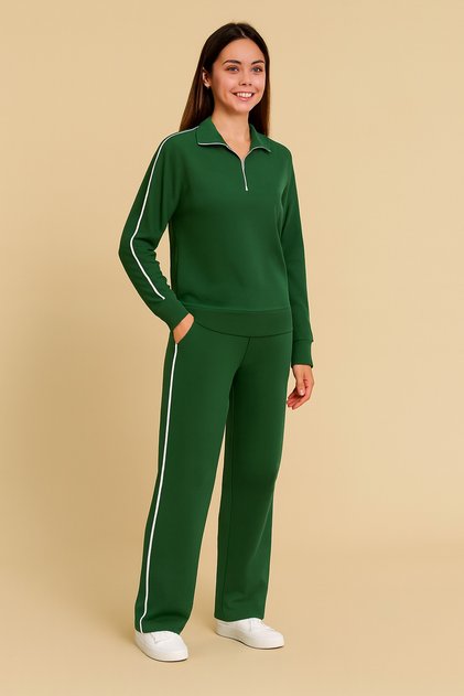 Women's Mock Neck Half Zipper Modal Fabric Tracksuit Set