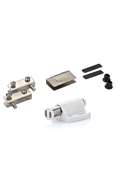 White Glass Cover Hinge Pusher Magnetic Snap Fastener Set | Handleless Cover Display Case Set