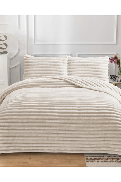 Serra Rabit Single Wellsoft Bedspread Set 180X240Cm - Soft Textured Padded - Cream