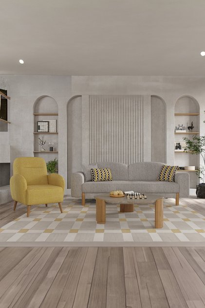 Bohem Plus Koltuk Takımı - Gri (1 Adet 3'lü Koltuk, 1 Adet Berjer) (Yataklı)