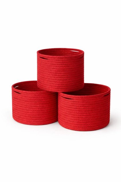Trio Nest 3-Piece Jute Wicker Decorative Basket Set 25cm Diameter X 18cm Height Organizer Stylish