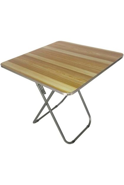 Portable Metal Frame Folding Table 80×80×70cm – Durable Wooden Top, Easy Carry Picnic & BBQ Tabl