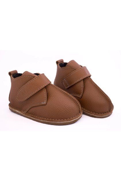Μπότες Barefoot Brown από φυσικό δέρμα για τα πρώτα βήματα