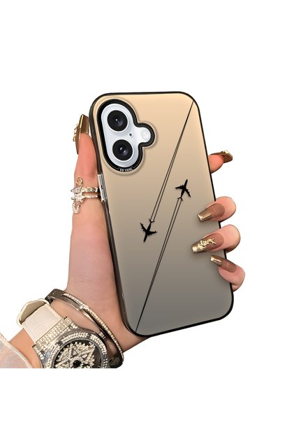 iPhone 16 Uyumlu Silikon Kenar Sert Arka Anti Düşme Kılıfı Uçak Gösterisi